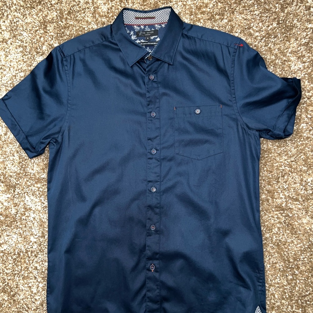 Ted Baker Dark Blue Casual Button Down Shirt